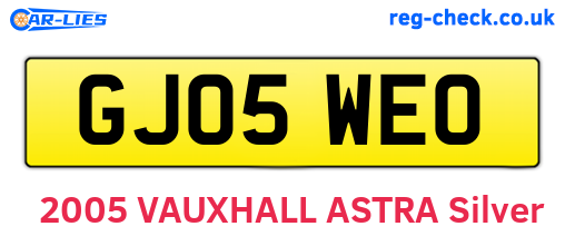 GJ05WEO are the vehicle registration plates.