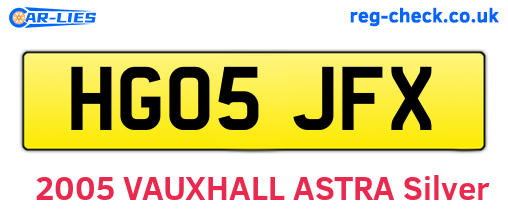 HG05JFX are the vehicle registration plates.