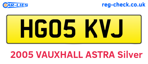 HG05KVJ are the vehicle registration plates.