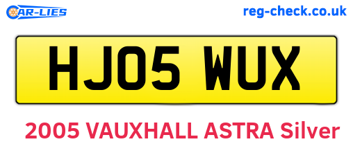HJ05WUX are the vehicle registration plates.