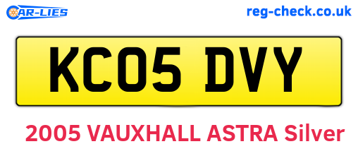 KC05DVY are the vehicle registration plates.