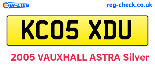 KC05XDU are the vehicle registration plates.