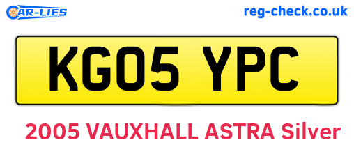 KG05YPC are the vehicle registration plates.