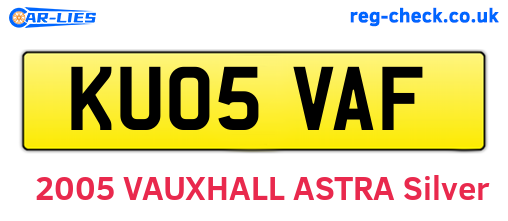 KU05VAF are the vehicle registration plates.