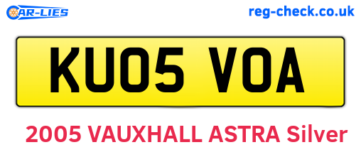 KU05VOA are the vehicle registration plates.