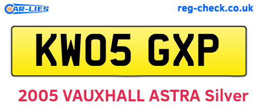 KW05GXP are the vehicle registration plates.