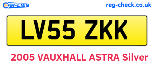 LV55ZKK are the vehicle registration plates.