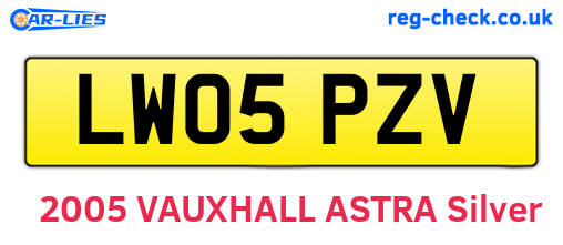 LW05PZV are the vehicle registration plates.
