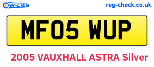MF05WUP are the vehicle registration plates.