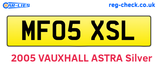 MF05XSL are the vehicle registration plates.