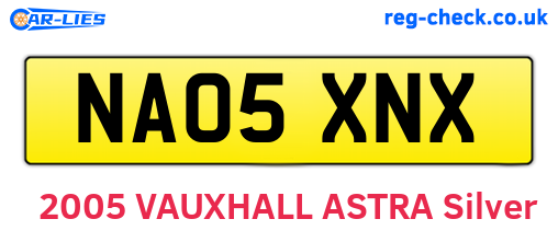 NA05XNX are the vehicle registration plates.