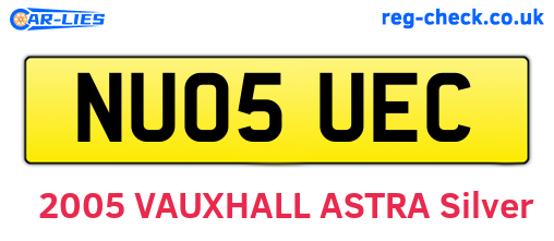 NU05UEC are the vehicle registration plates.