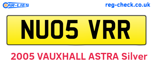 NU05VRR are the vehicle registration plates.