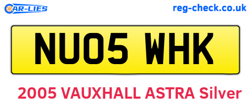 NU05WHK are the vehicle registration plates.