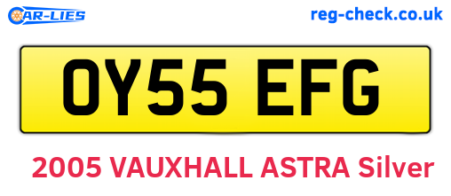 OY55EFG are the vehicle registration plates.