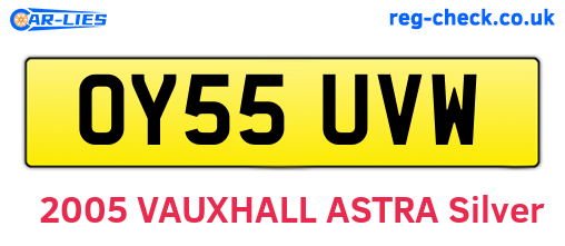 OY55UVW are the vehicle registration plates.