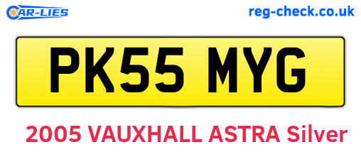 PK55MYG are the vehicle registration plates.