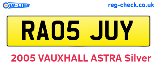 RA05JUY are the vehicle registration plates.