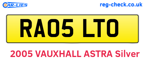 RA05LTO are the vehicle registration plates.