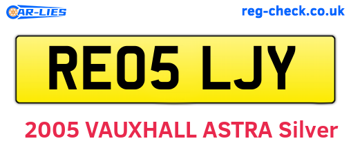 RE05LJY are the vehicle registration plates.