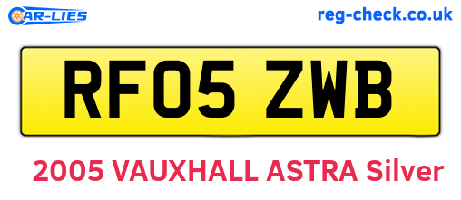 RF05ZWB are the vehicle registration plates.