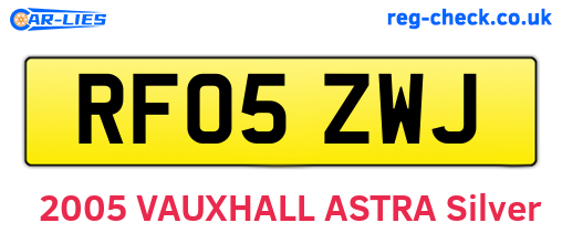 RF05ZWJ are the vehicle registration plates.