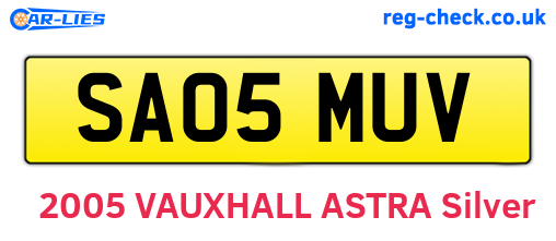 SA05MUV are the vehicle registration plates.