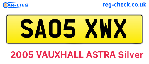 SA05XWX are the vehicle registration plates.