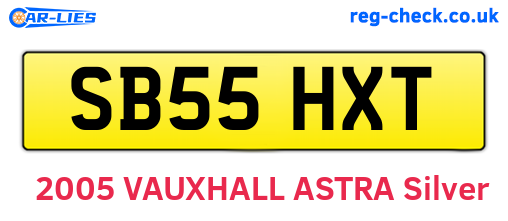 SB55HXT are the vehicle registration plates.