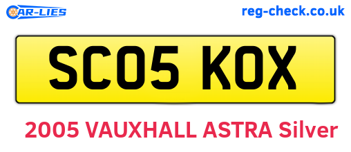 SC05KOX are the vehicle registration plates.