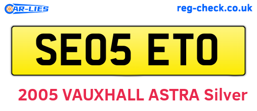 SE05ETO are the vehicle registration plates.
