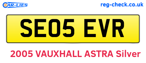 SE05EVR are the vehicle registration plates.