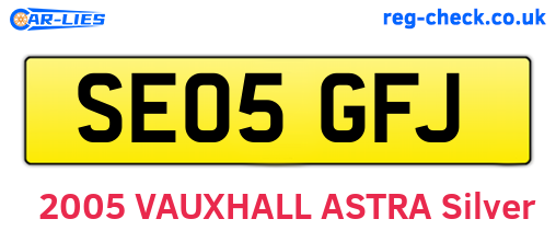 SE05GFJ are the vehicle registration plates.