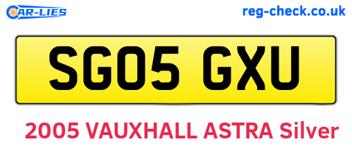 SG05GXU are the vehicle registration plates.