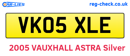 VK05XLE are the vehicle registration plates.