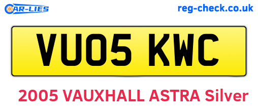 VU05KWC are the vehicle registration plates.