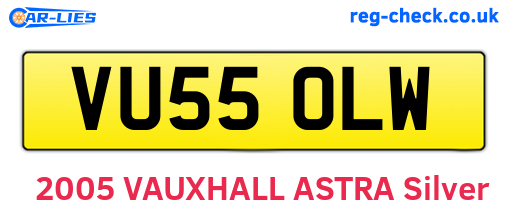 VU55OLW are the vehicle registration plates.