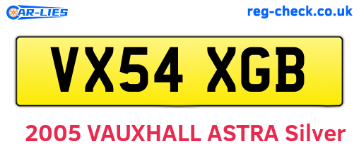 VX54XGB are the vehicle registration plates.