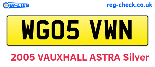WG05VWN are the vehicle registration plates.