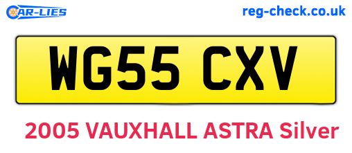 WG55CXV are the vehicle registration plates.