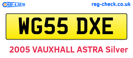 WG55DXE are the vehicle registration plates.