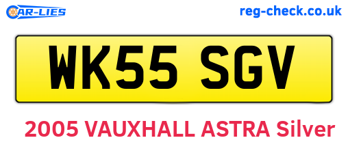 WK55SGV are the vehicle registration plates.
