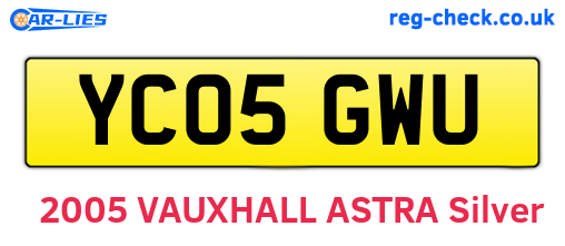 YC05GWU are the vehicle registration plates.