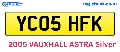 YC05HFK are the vehicle registration plates.