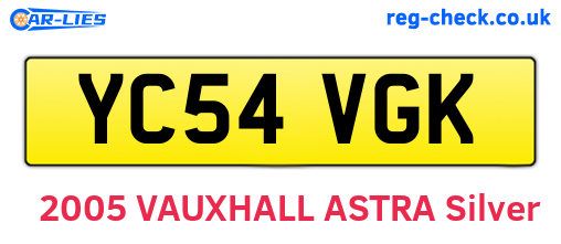 YC54VGK are the vehicle registration plates.