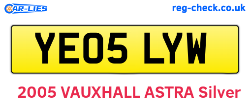 YE05LYW are the vehicle registration plates.
