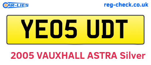 YE05UDT are the vehicle registration plates.