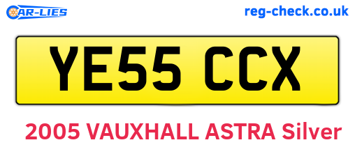 YE55CCX are the vehicle registration plates.