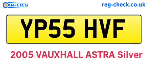 YP55HVF are the vehicle registration plates.