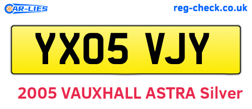 YX05VJY are the vehicle registration plates.